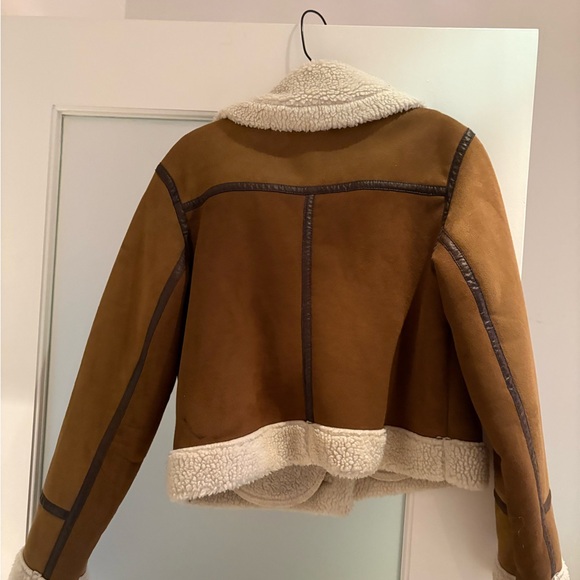 Suede and shearling lined moto jacket, Zara women - Picture 4 of 6